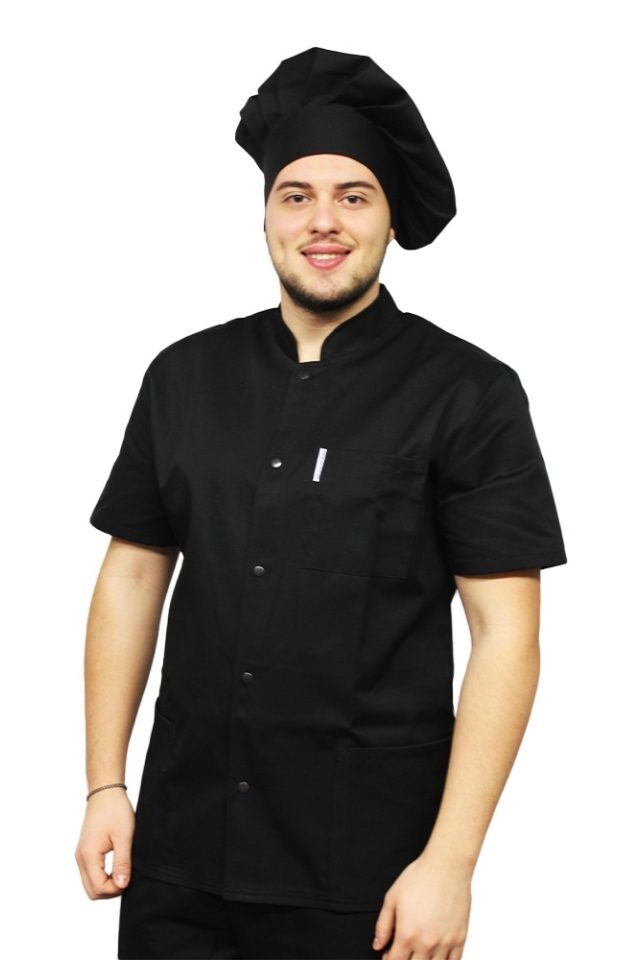Črna kuharsko-slaščičarska kapa, unisex, univerzalna velikost, z zapenjanjem na ježka