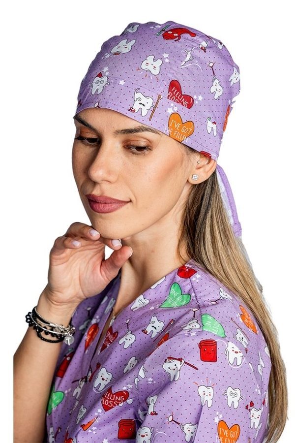Kapa za zobe Lilac, uniseks, univerzalna velikost, z zapenjanjem na vrvico zadaj